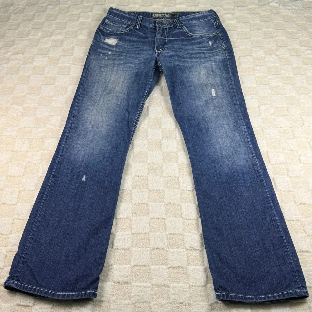 BKE Denim Mens Aiden Relaxed Bootcut Jeans Distressed Rips Size‎ 30R